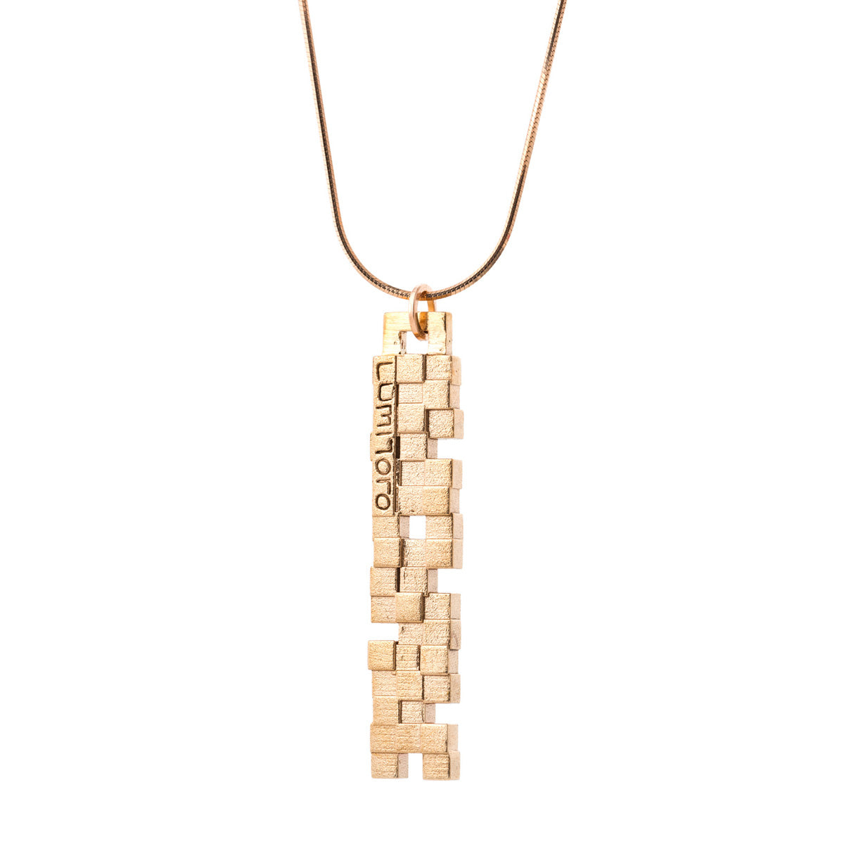 Cubii raw bronze pendant II