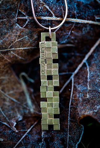 Cubii raw bronze pendant II