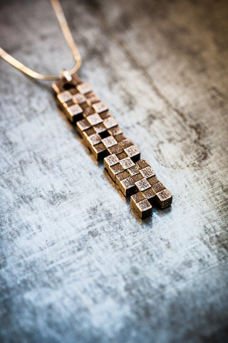 Cubii bronzed steel pendant II