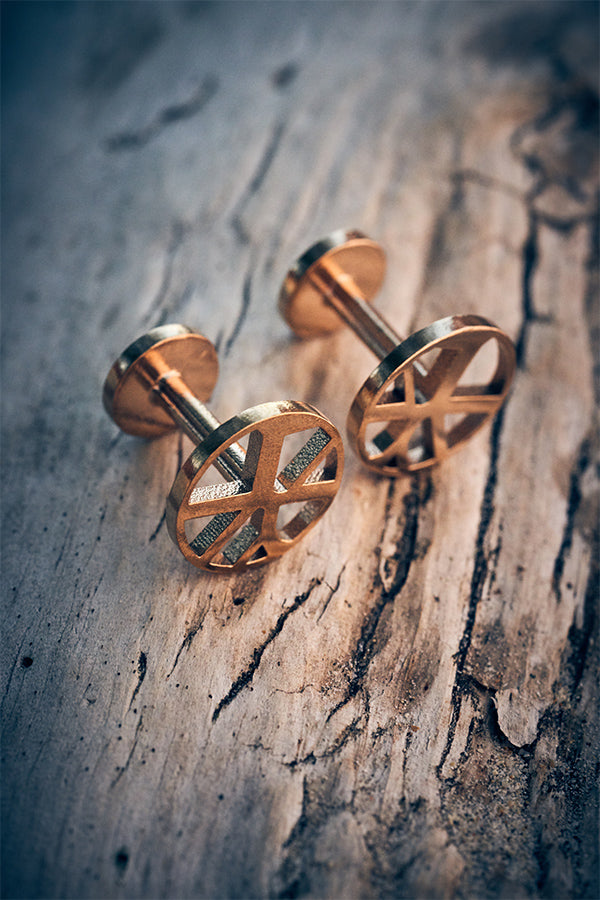 Voronoii MAN raw bronze cufflinks round
