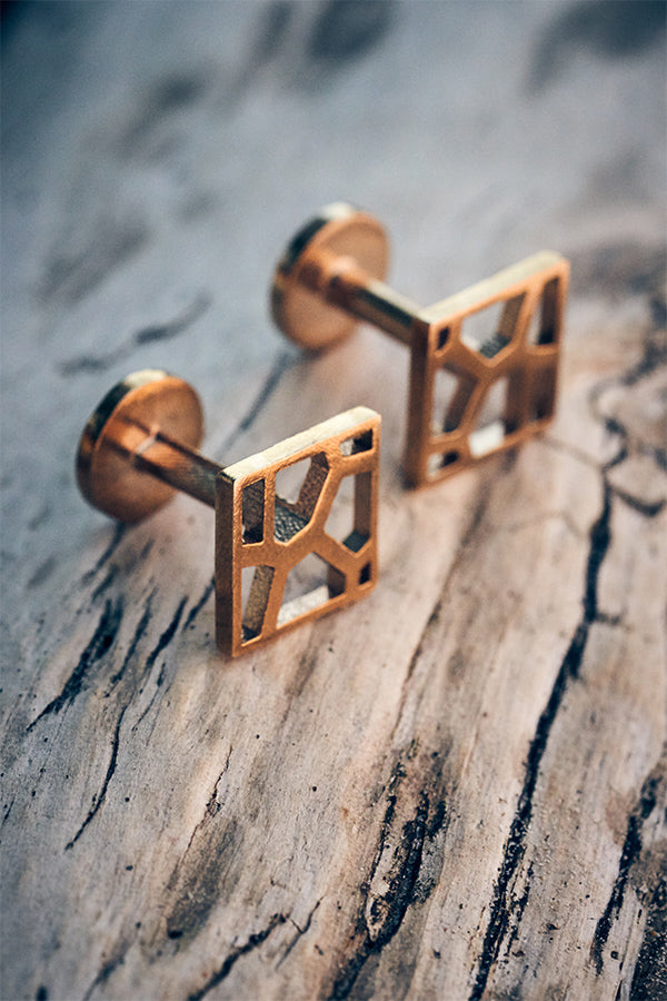 Voronoii MAN raw bronze cufflinks square