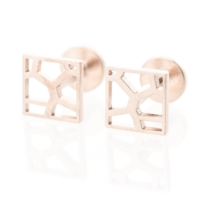 Voronoii MAN raw bronze cufflinks square