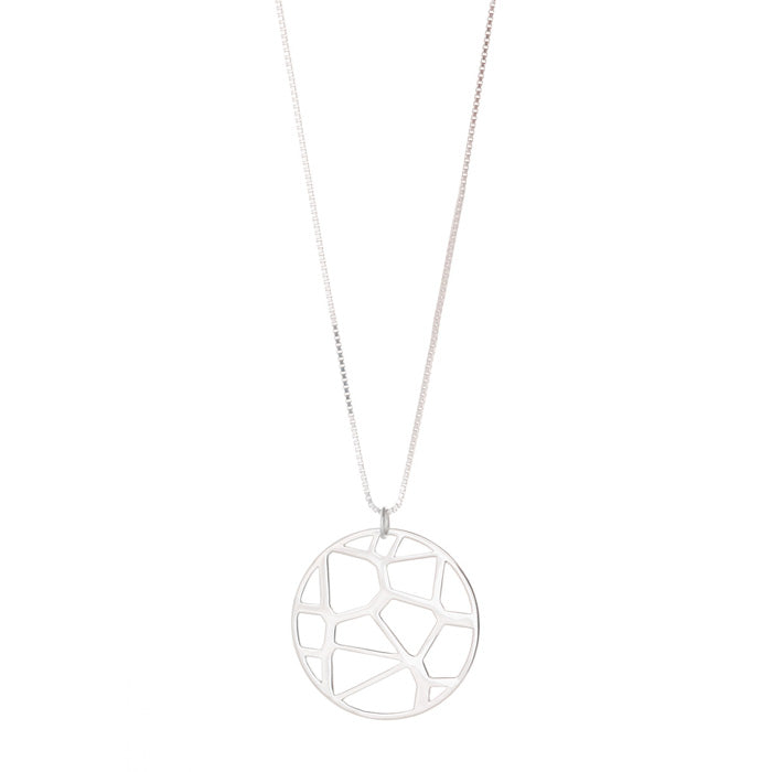 Voronoii silver pendant long