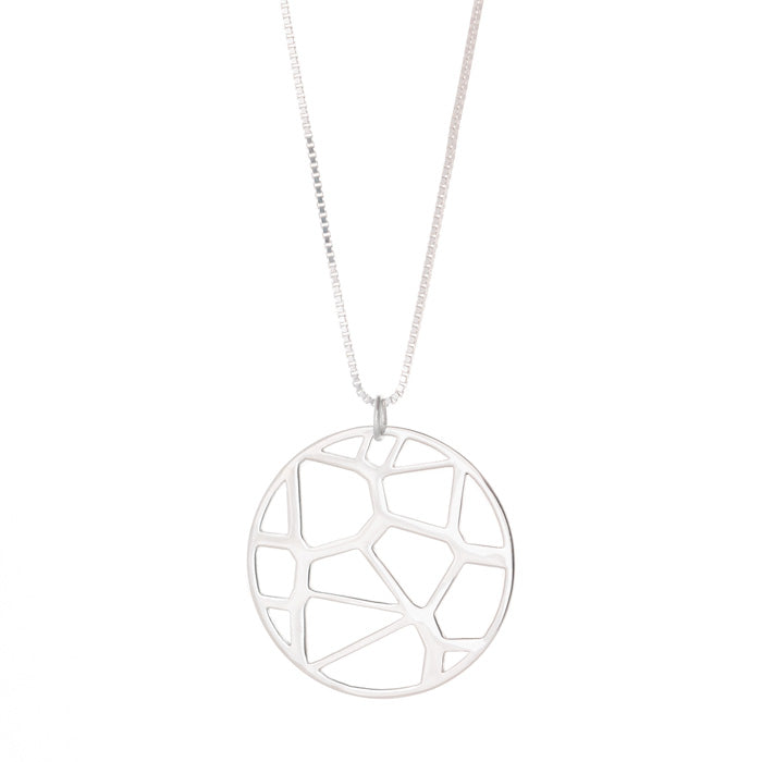 Voronoii silver pendant long