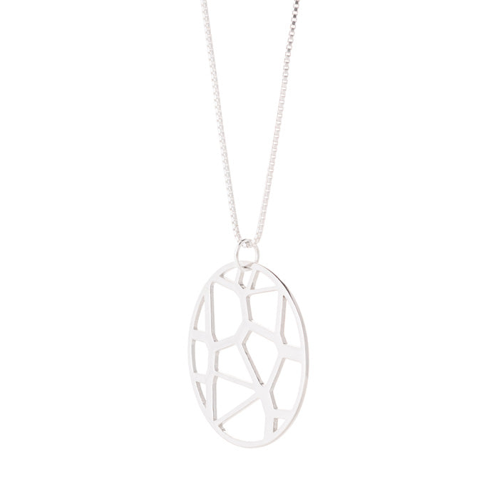 Voronoii silver pendant long