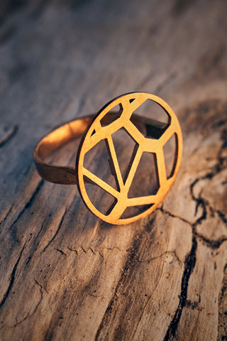 Voronoii raw bronze ring